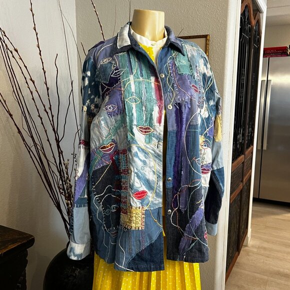 CANDY STARKMAN Art Asembled Long Sleeved Denim Shirt / Lightweight Jacket - Picture 5 of 7